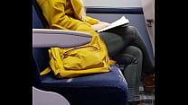 Hot slim blonde on train. Filmed but don't know
